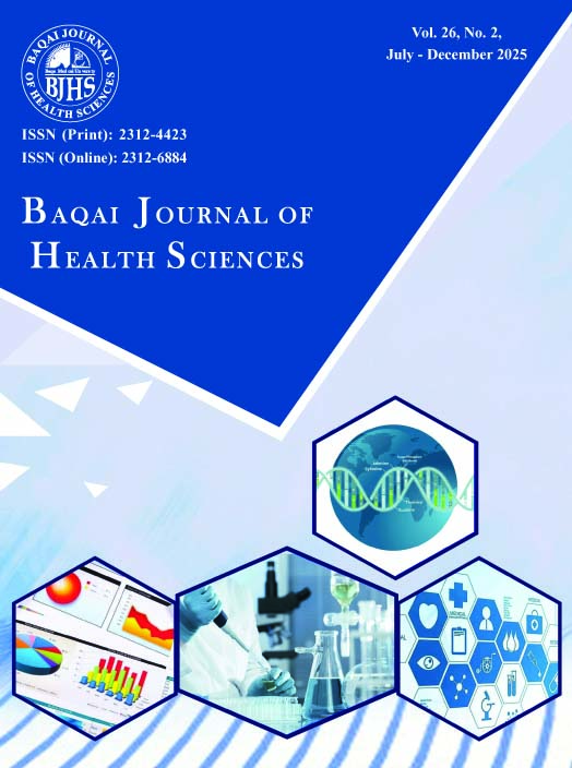 					View Vol. 26 No. 2 (2025): Baqai Journal of Health Sciences (July - December)
				